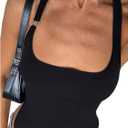 Milumia Women's Scoop Neck Backless Halter Top Sleeveless Split Hem Cami Crop Tops Going Out (Black, XL)