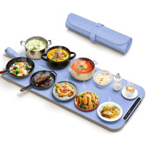 Warming Mat for Food - Electric Warming Tray, XXL(36"x16") Food Warmer Mat with Fast Full Surface Heating, Silicone Heating Mat for Party Buffet, Great Gift for Women, New Homeowners, Hosts (Blue)