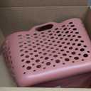 Portable Laundry Hamper with Handles - Foldable Rectangle Clothes Basket for Bedroom, Bathroom, Dorm, or Storage - Durable Plastic Laundry Organizer (Red, Large)