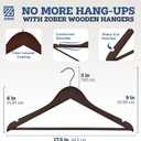 ZOBER Wooden Hangers - Heavy Duty, Non Slip Wood Hangers for Coats, Jackets, Suits, & Pants - Coat Hangers for Closet W/Bar and Notches 20 Pack