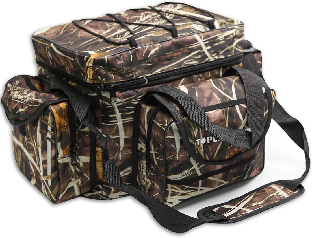 Fishing Tackle Bag for Saltwater or Freshwater, Water-Resistant 3600 Tackle Box Bag, Fishing Bags for men 19.68 * 11.81 * 9.84in Camouflage Color