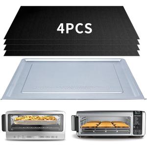 Crumb Tray Replacement for Ninja Foodi SP101 SP151 Air Fryer Oven with 4 Pcs Teflon Mats, Air Fryer Accessories for Ninja airfryer Flip Up Toaster Oven