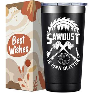 Woodworking Gifts for Men - Wood Working Gifts Men - Birthday, Christmas Gift for Carpenter, Woodworkers - Sawdust is Man Glitter Tumbler Cup 20 oz