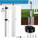 Wesiti 4ft Tall One Unit Vinyl Fence Post No Dig Fence Repair Kit with Cap Leveling Donuts Steel Pipe Anchor Kit Permanent Finishing Support for Yard Garden Boundary Installation in Heavy Wind