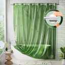 AmazerBath No Hook Shower Curtain Liner, 100% EVA Heavy Duty Hookless Shower Curtain and Liner 3-in-1, 72x75 Luxury Soft Shower Liner with 3 Heavyweight Stones, Clear Green (Rainbow Emerald)