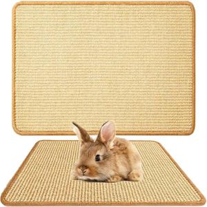 Oncpcare Rabbit Scratch Mat - Natural Bunny Scratching Pad for Claws and Teeth Care, Chew Toys, Pet Cage Bedding for Biting, Sleeping, Nesting - 24x16