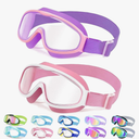 Vvinca Kids Goggles with Comfort Fabric Strap, Kids Swim Goggles Wide View Anti-Fog/UV No Leaking Swimming Goggles for 3-14