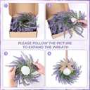 6 Pcs Lavender Candle Ring Pillar Wreaths Mini Purple Wreath Table Centerpieces 9 Inch Wreath for Cabinets Artificial Farmhouse Lavender Wreaths for Front Door Porch Wall Window