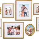 Camden Reed Mixed Gallery Wall Frame Set, (2) 16x20 Inch, (1) 11x14 Inch, and (2) 8x10 Inch, 9 Piece, Brass