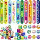 Frienda 60 Pcs Christian Easter Gifts for Kids Religious Slap Bracelets with Badges Christian Gifts Jesus Love You Wristbands Bracelets for VBS Sunday School Supplies Birthday Party Favors(God)