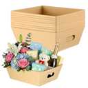 10 Pack Empty Gift Basket with Handle 9.84" X 8.39" Thick Cardboard Baskets For Gifts Empty Market Trays To Christmas Thanksgiving Fill Package Wrapping Wedding Birthday Easter Farmers Market