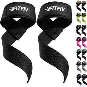 Lifting Straps for Weightlifting, Lifting Wrist Straps for Gym Strength Training, Neoprene-padded Wrist Cushion - Men & Women (Black)