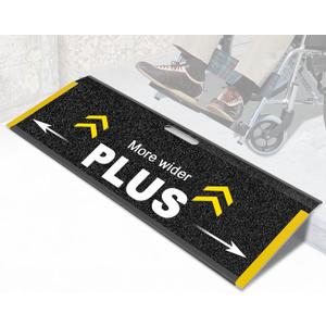 Ruedamann Aluminum Threshold Ramps for Doorways, 12" L x 32" W Portable Wheelchair Ramp with Handle, Non-Slip Wheelchair Ramp for Home for Scooters and Trolleys
