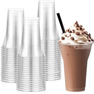 Baderke 50 Pcs Plastic Parfait Cups Root Beer Float Cups Peanut Buster Parfait Glasses Classic Clear Disposable Crystal Yogurt Mugs for Milkshake Ice Cream Party Drinks (15 oz)