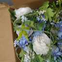 DearHouse 2Pcs Artificial Peony Flower Garland - Silk Peony Garland with Purple White Flowers for Wedding Party Table Decoration,6ft/Strand(White& Blue&Dark Blue)