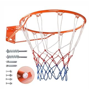 Dripex Solid Basketball Rim 18" Replacement Breakaway Wall Mounted Outdoor Heavy Duty Solid Steel 18 Inch Rim Double Spring with All Weather Net, Orange