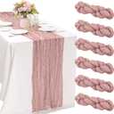 6 Pieces Dusty Pink 10FT Cheesecloth Table Runner Boho Gauze Fabric Table Runner Rustic Sheer Runner for Wedding Birthday Baby Shower Party Boho Table DecorationDusty Pink (35" x 120"-6 Pack)