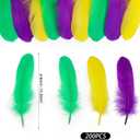 CCINEE 200 Pcs Mardi Gras Goose Feathers Bulk 6-8 Inch Large Colorful Purple Golden Yellow Green Feathers for DIY Crafts, Carnival Masquerade Party Costume Decoration
