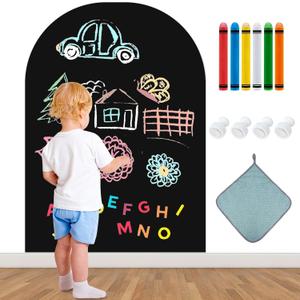 Magnetic Wall Decal for Kids,32x40 Inch Arched Magnetic Chalkboard for Wall,Suitable for Home Decoration Wallpaper and Children's Game Room(Black