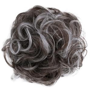 CAISHA Big Hairpiece Scrunchy Updo Bridal Hairstyle curly Messy Bun Brown Gray Mix G25E
