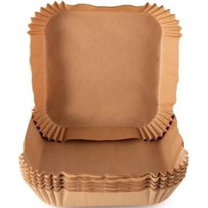 Square Unbleached Heavy Duty Air Fryer Paper Liners Disposable, Non-Stick & Non-Leak Parchment Paper Liners for Airfryer Basket, Deep Fryer Parts & Accessories