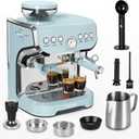 Amaste Espresso Machine with Grinder, 15 Bar Espresso Machine with Steam Wand for Latte and Cappuccino, 68Oz Water Tank, Pre-Infuse Brewing, Espresso Coffee Maker for Home Use, Barista Kit, Blue