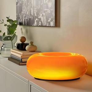 Creative Design Atmosphere Donut Lamp, Plug- in Bedsided Wall Sconce Or Ambient Lighting, Modern Orange Donut Light for Warm Decoration,Cute Table Light for Children's Room Or Living Room