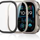 ESR 2 Pack Armorite Screen Protector for Apple Watch Ultra 3 /Ultra 2 /Ultra (49 mm), Military Grade Protection, Tempered Glass Film with Aluminum Alloy Frame, Keep Original, Titanium & Black