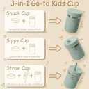Fimibuke Toddler Cups Spill Proof, 8 OZ Sippy Cups for Kids Girl Boy, Leak Proof Stainless Steel Tumbler with Lid, Silicone Straw & Sleeve, BPA Free Dishwasher Safe Water Bottle Snack Container 2 Pack  Khaki/Beige, 8 Ounces