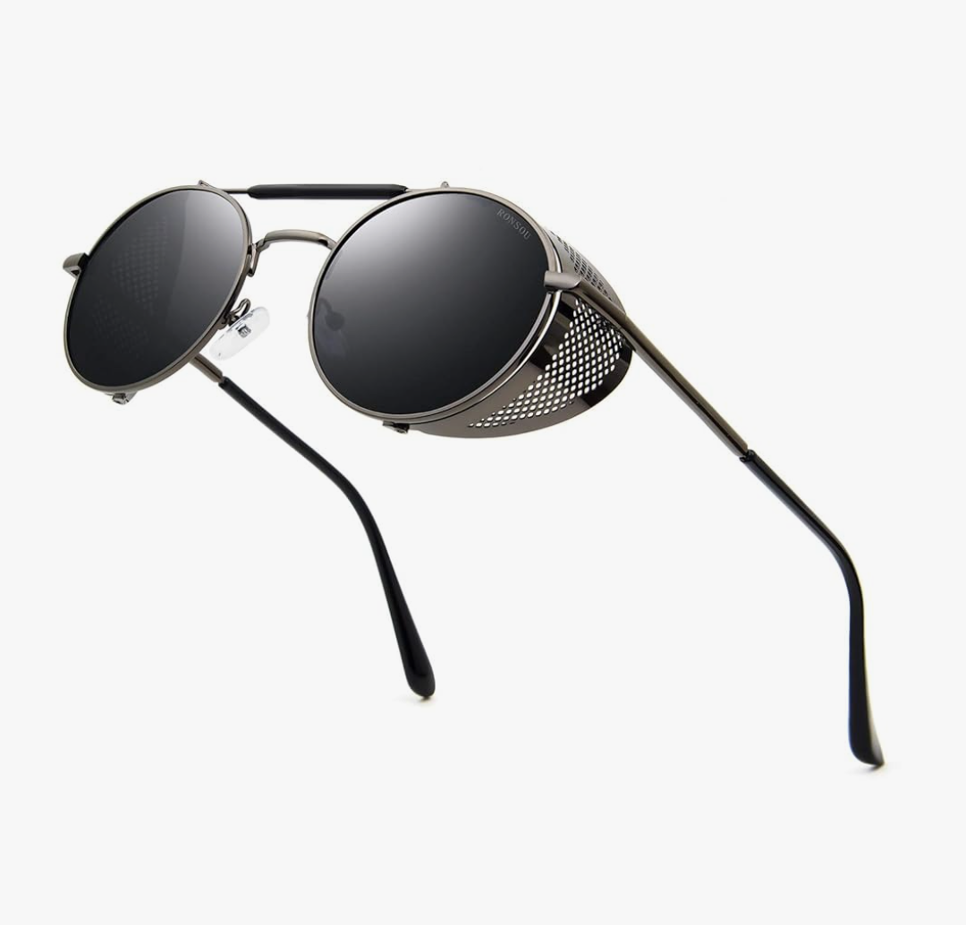 RONSOU Steampunk Style Round Vintage Polarized Sunglasses Retro Eyewear UV400 Protection Matel Frame