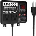 Refrigerator Surge Protector, Time Delay and Real-time Display, Voltage Protector, 2 Outlet Surge Protector for Home Appliances, with Mounting Screws, Black