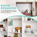 9.5 Large Acrylic Straw Holder for Cabinet Door Straw Organizer Dispenser with Double-Sided Tape Tumbler Storage Kitchen Accessories Container for Counter Cupboard(Transparent)