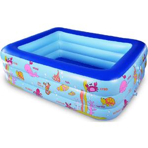 Inflatable Swimming Pool with Inflatable Soft Floor, 70" x 55" x 24" Blow Up Pool for Kids and Adults, Ocean World Kiddie Pool for Backyard, Garden, Outdoor, Party