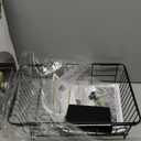 Dish Drying Rack Over the Sink In Stainless Steel Black Expandable Drainer for Small Kitchen, Counter Space Saving Compact Inside Sink Plate Dryer, Adjustable Hanging Metal Wire Strainer Drain Holder