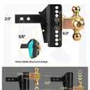 Adjustable Trailer Hitch - Drop Hitch - Tow Hitch with 2" Receiver | 6" Drop/Rise Ball Hitches (1-7/8", 2" & 2-5/16") for Trucks, 20,000 LBS GTW, Trailer Hitches with Anti-Theft Pin, Black
