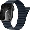 Tasikar Magnetic Straps Compatible with Apple Watch Strap 49mm 45mm 44mm 42mm Ultra 2 Ultra Series 9 8 7 6 5 4 3 2 1 SE 2 SE, Silicone Band with Magnetic Closure for Men Women (Navy Blue)