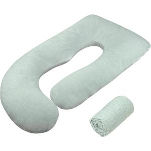 TANOFAR Pregnancy Pillow Cover J Shaped(ONLY Pillowcase), Super Soft Pillowcase Replacement Cover for Maternity Pillow, with Large Sized Zipper, Fits 55/58 Inch Pregnant Pillow, Green