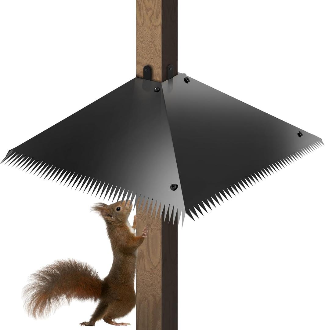 Metal Squirrel Baffles with Spikes - Galvanized Steel Squirrel Guards for 4x4 Posts and Bird Feeder Poles - Keeps Squirrels and Raccoons out of Birdhouses (1 Pack)