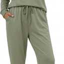 KISSMODA Womens Two Piece Sets 2025 Casual Sweatsuit Outfits Tracksuits Long Sleeve Crewneck Tops and Pants Lounge Set Green Medium