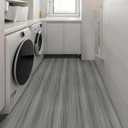 Vinyl Flooring Roll 11.8" x 118" - Peel and Stick Wood Plank Flooring for Bathroom, Kitchen, Hallway, Laundry Room - Multi-Purpose Removable Floor Tile (Wood Pattern) (Gray)