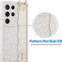 OOK Compatible with Samsung Galaxy S24 Ultra Leopard Case with Wrist Strap, Cute White Leopard Cheetah Pattern, Soft TPU Bumper Shockproof Protection Slim Cover for Women Girls, for 6.8inch