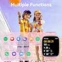 Smart Watch for Kids with Find My, 1.83" Fitness Tracker Watch No APP No Phone Needed, Pedometer, Heart Rate, Sleep Monitor, IP68, Puzzle Games for Girls Boys Teens 5-16, Gift, Pink