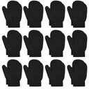 ONESING 12 Pairs Toddler Mittens Kids Knit Warm Mittens Children Solid Winter Gloves for Baby Girls Boys Black Grey White Kakki 4-6