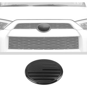 JWWY Car Emblem Vehicle Badge Automotive Emblem Logo Cover Trim Fit for Toyota Series, for Camry, RAV4, Corolla, Tacoma, Highlander, 4Runner Series Exterior Accessories Big Black US Flag(4.21*6.02)in