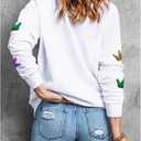 SELINK Womens Sequin Sweatshirt Oversized Crewneck Long Sleeve Casual Pullover Tops (Medium, Z1 White Crown)