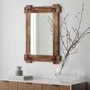 MeMoreCool 36x24 Farmhouse Rustic Wood Framed Bathroom Mirror, 24x36 Inch Wall Mounted Vanity Mirror for Bathroom Bedroom Entryway Living Room