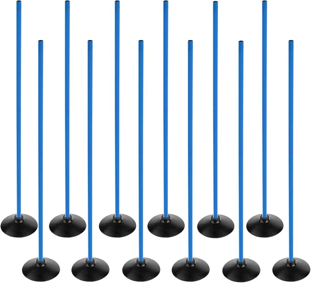 Blue Soccer Agility Poles Set Detachable Sports Trainning Speed Pole Slalom Poles with Rubber Base Sport Traning Equipment (Pack of 12)