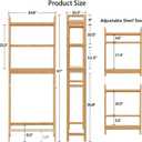HITOMEN Over The Toilet Storage Cabinet, Bamboo Adjustable 3-Tier Above Toilet Shelf, Stable Freestanding Above Toilet Organizer with 3 Hooks for Bathroom Restroom Laundry Balcony, Natural 67" H