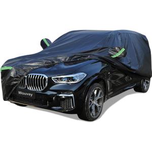 Car Cover Waterproof All-Weather - Universal Fit 208-215 Inches SUV Door Zipper Waterproof Sun Protection Outdoor Car Cover with Reflective Strips Oxford Material Cover