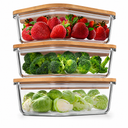 Glass Food Storage Containers with Bamboo Lids (3 Pack, 36 Ounce) Eco Friendly Meal Prep Containers Airtight – Plastic Free, BPA Free